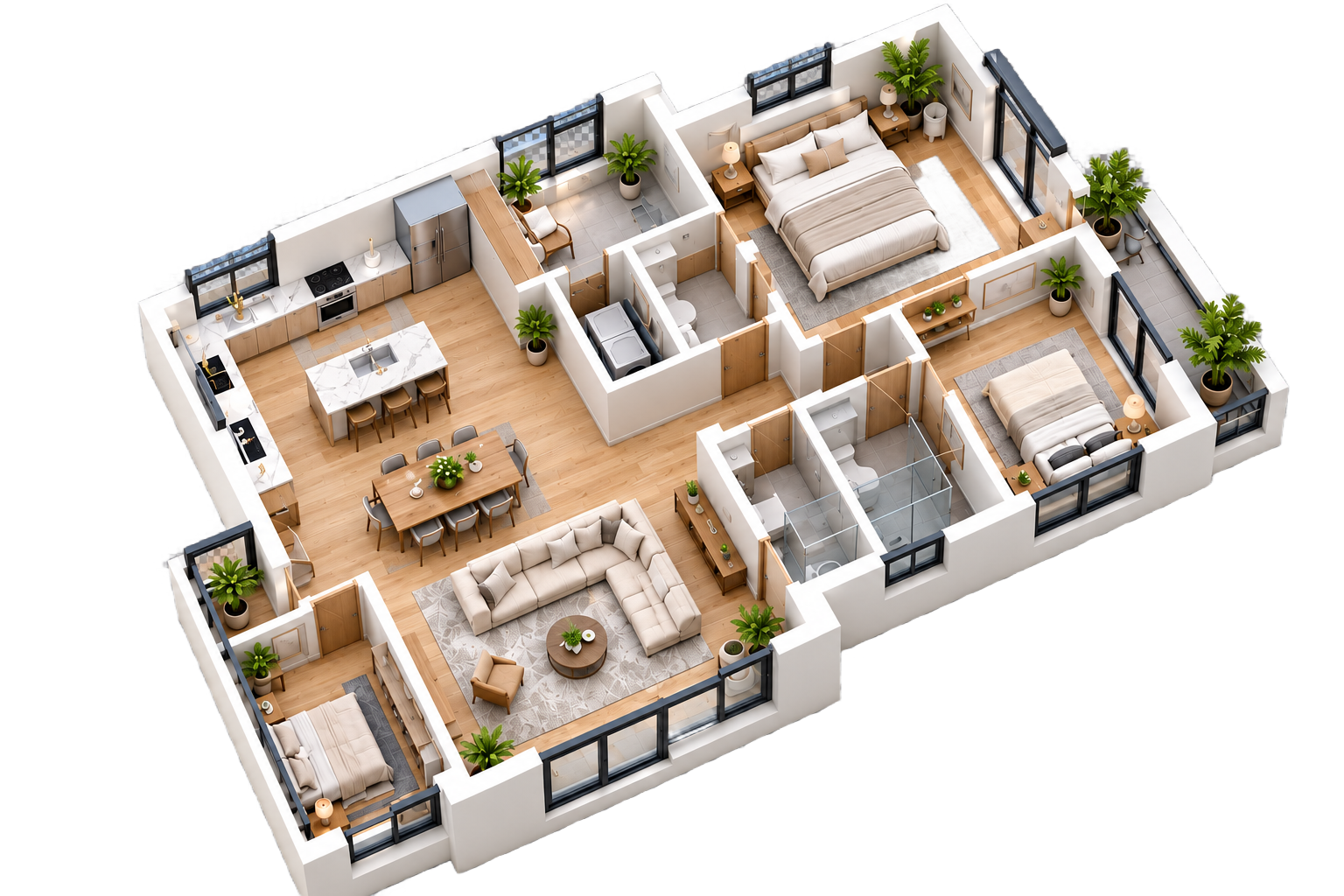 Realistic 3D floor plan